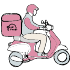 icono moto good food rosada